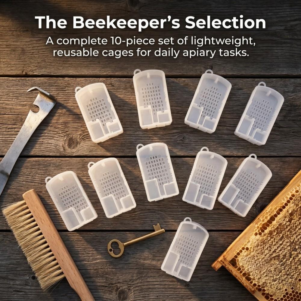 10Pcs Plastic Bee Transport Cage Ventilated Bee Rearing Cage Reusable Queen Bee Cage  Bee Rearing