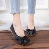 Woman New Big Size Flat Sole Polka Dot Cloth Shoes Spring Summer Lightweight Shallow Slip On Round Toe Commuter Nude Shoes