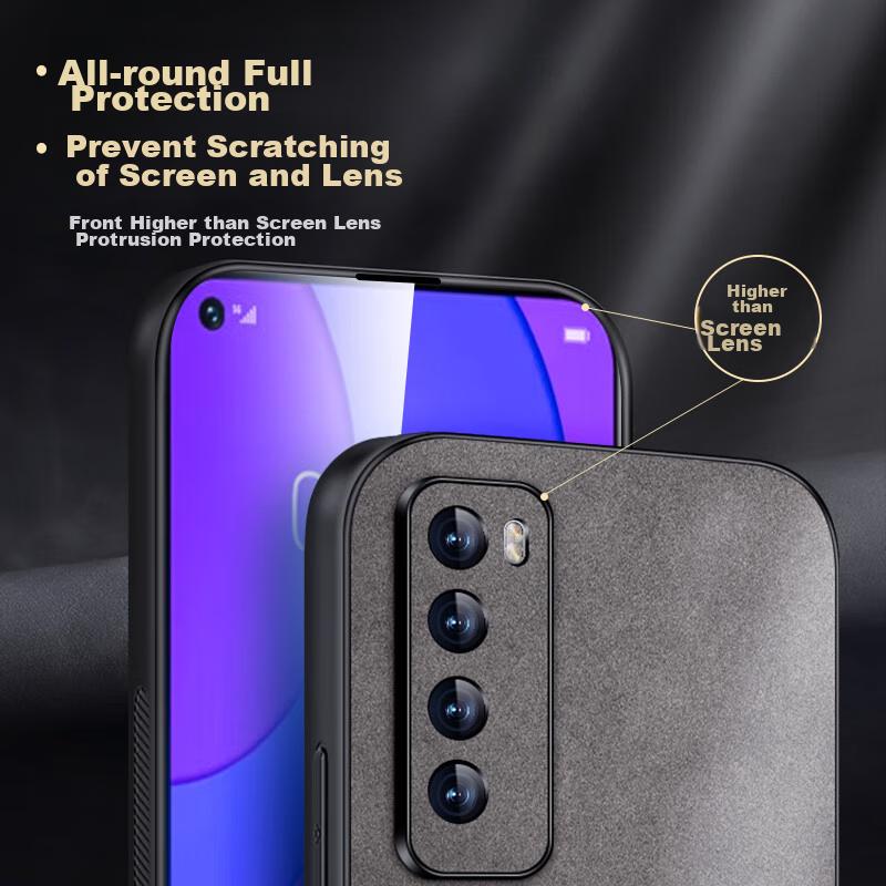 Huawei Nova 7 Phone Case, Nova 7 Protective Cover, Shockproof, Full Lens Protection, Soft, Simple Silicone Outer Case, WoAnd Leather Case, Black