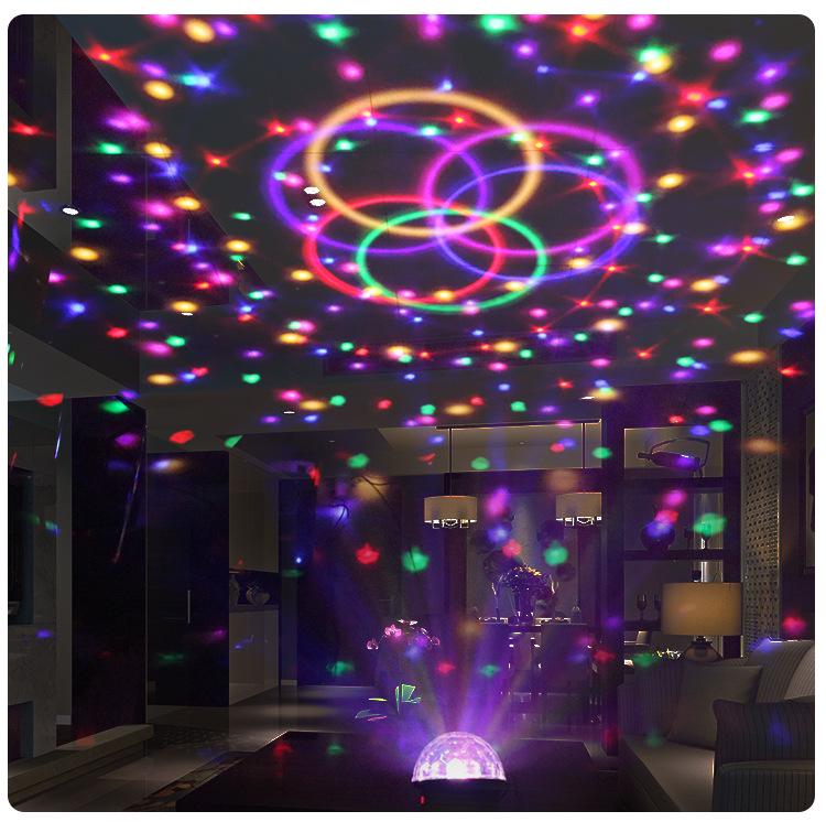 Seven-Color LED Crystal Magic Ball Sound-Activated Mini Stage Light