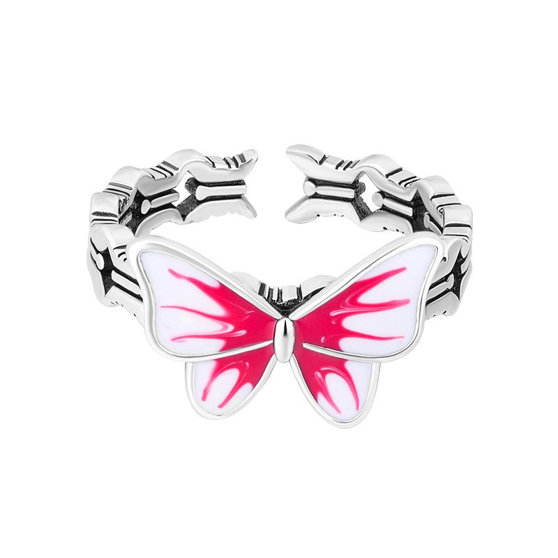 Simple High-end Glue Butterfly Ring Niche Design Personality Fashion Temperament Light Luxury Open Female Ring
