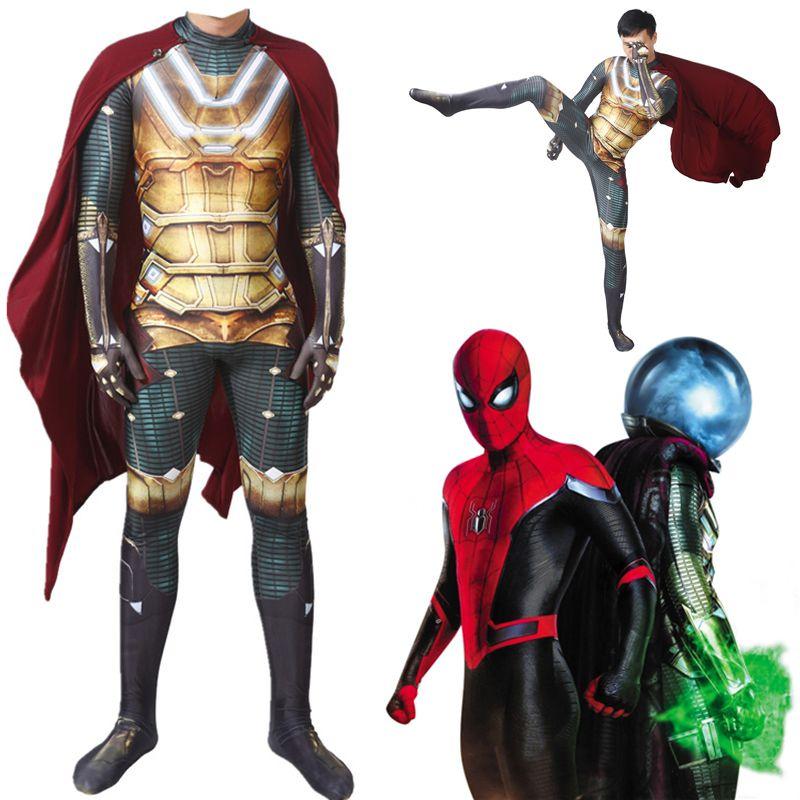 Spider-man Far From Home Mysterio Costume With Detailed Jumpsuit And Cloak**