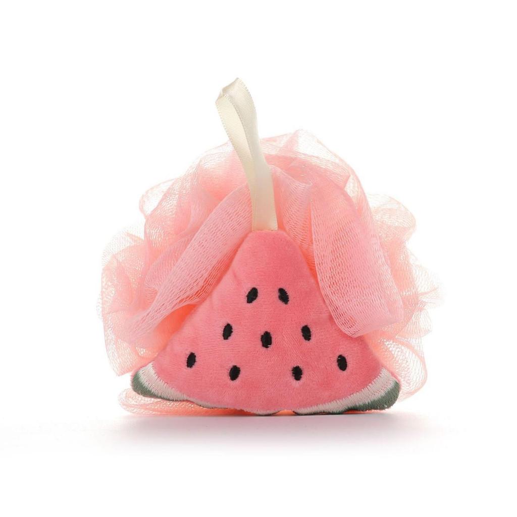 Adorable Ribbon Fruit Bath Scrubber: Large Anti-Scattering Shower Pouf for Back Scrubbing