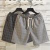 Spring Summer Lattice Korean Drawstring Trend Street Casual Comfort Classic Simplicity Slim Fashion Versatile Men's Shorts