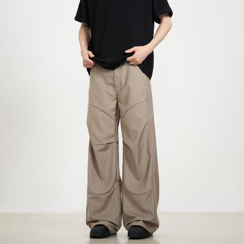 

Kisko High-End American-Style Pleated Loose Drape Cleanfit Black Dress Pants Men s Trendy Straight-Leg Casual Pants Apricot color 2XL