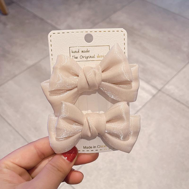2Pcs New Cute Princess Pearlescent Bow Girl Hairpins Children Headwear Hair Clips Hairgrips Barrettes Hair Accessories