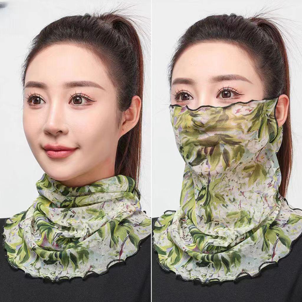 Женский шарф-маска в корейском стиле: Модный, Универсальный Защитник Шеи и Лица, Легкий Летний Защитник от Солнца