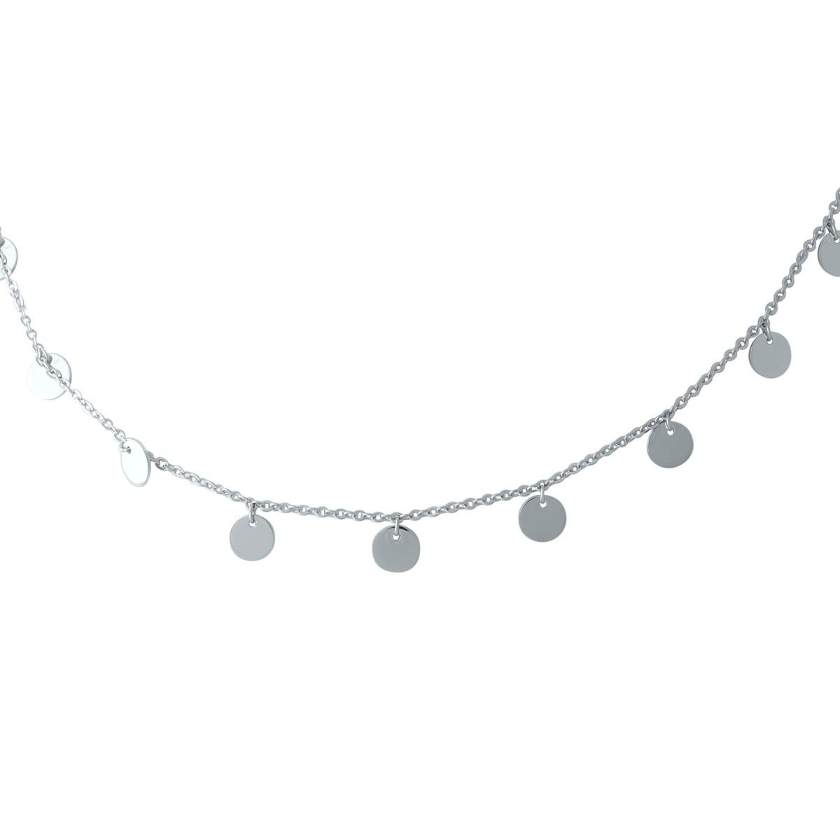 ★ROSEMONT★ SILVER Necklace RC0265 1.75 ct. t.w. Baguette and Round CZ Open Circle Pendant
