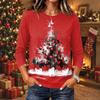 Women's Christmas Print Neck Long Sleeve Pullover Top