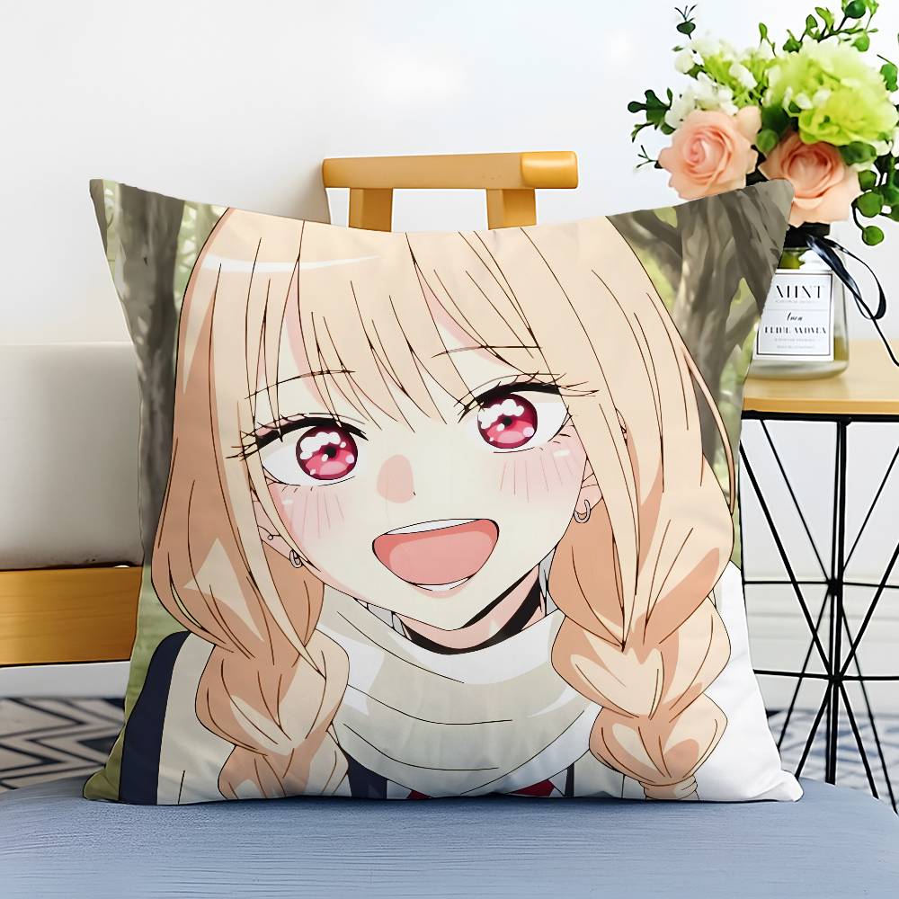 My Dress-Up Darling M-Marin Kitagawa Pillow Case Anti-dustmite Pillowcase Invisible Zipper Silky Short Plush Sofa Cushion Cover