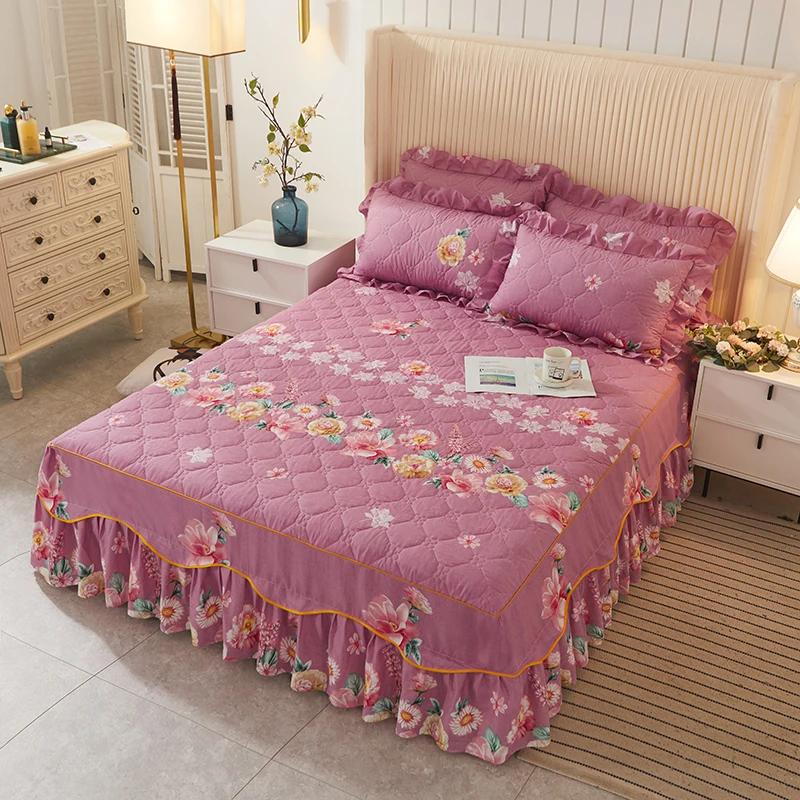 

1 шт. простыни для кровати, толстые теплые эластичные наматрасники Queen, покрывало, юбка для кровати, свадебная юбка без наволочки Bed skirt 180x220cm