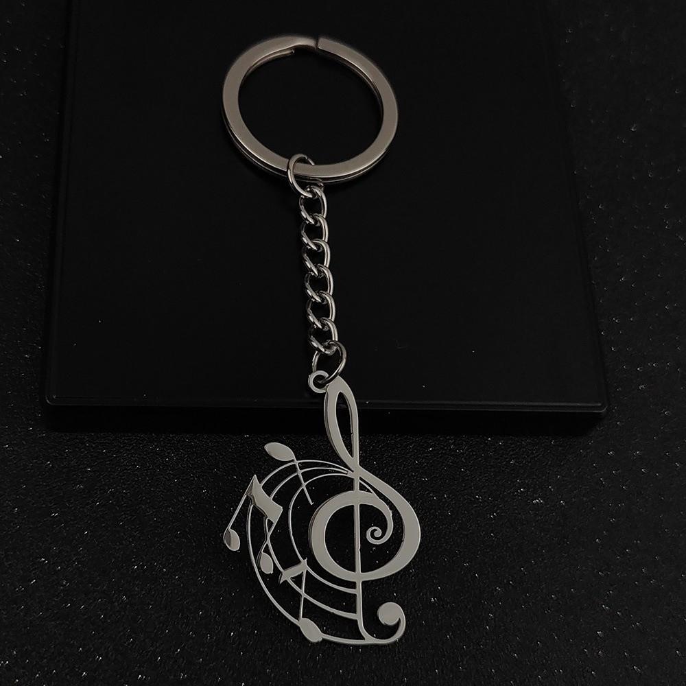 304 Stainless Steel Music Note Pendant Lightweight Music Note Keychain  Key Accessories Keychain+Chain#1