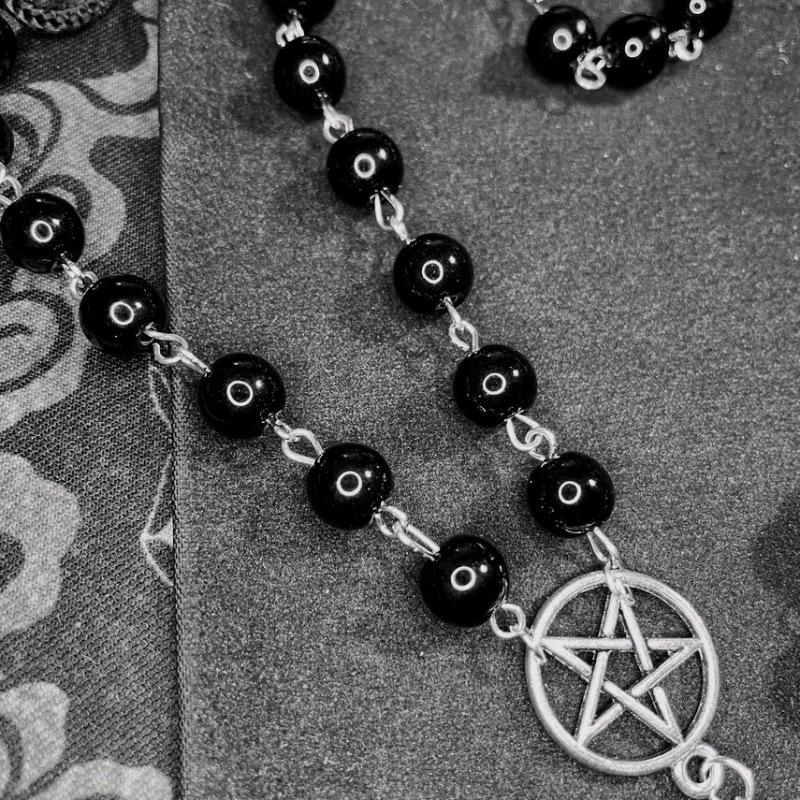 Rose Inverted Cross & Five-Pointed Star Pendant Necklace