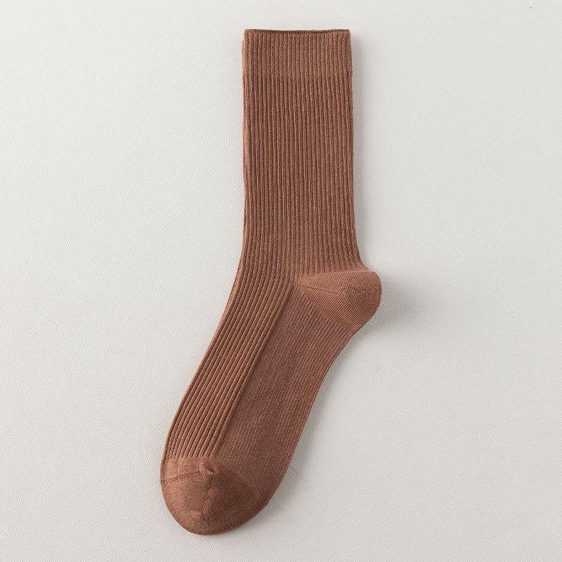 Ladies Spring and Autumn with Pure Color Simple Boneless Long Pile Pile Cotton Socks
