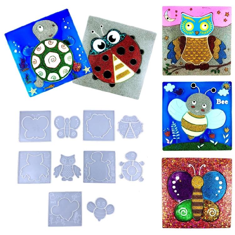 Animals Silicone Mold Puzzle Preschool Kids Baby Puzzles Cartoon Resin Mold Gift