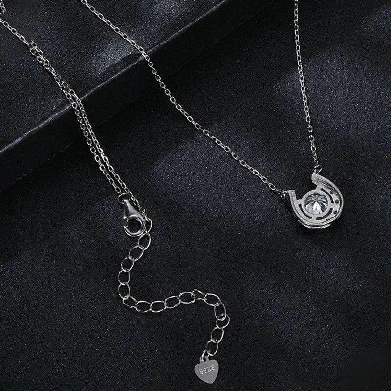 Elegant D Vvs1 1CT Brilliant Cut S925 Sterling Silver Moissanite Necklace for Women Diamond U Shape GRA Charm Jewelry
