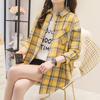 Women's Spring Autumn Large Size Long Sleeve Shirts Female Vintage Loose Plaid Coats Turn Down Collar Button Tops Blouses