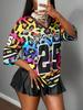 European and American Casual Sports Women's Breathable Summer Printed Colorful Leopard Print Short Sleeve T-Shirt Vintage Style