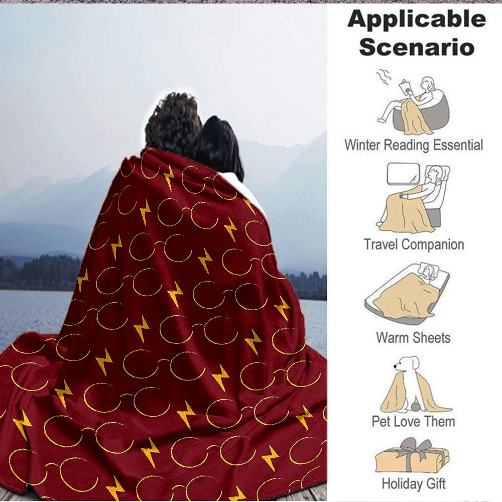 1pc Harry Potter Flannel Throw Blanket - HD Printed Lightweight Soft Warm All-Season Blanket for Sofa, Bed, Travel, Camping 046