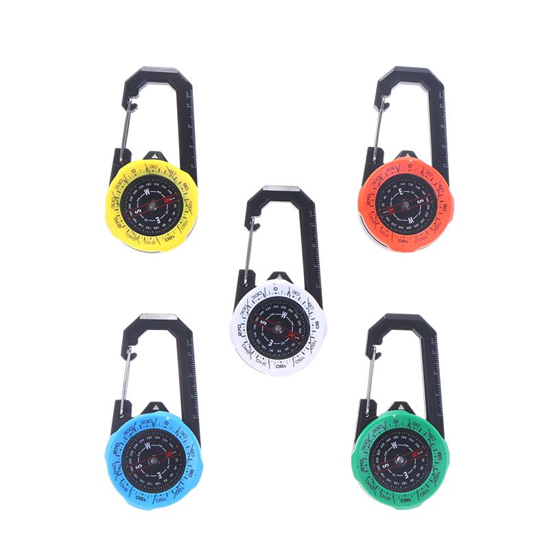 1Pc Luminous Compass Keychain Carabiner Portable Abs Material Directional Guide Sports Off-Road For Hiking Camping