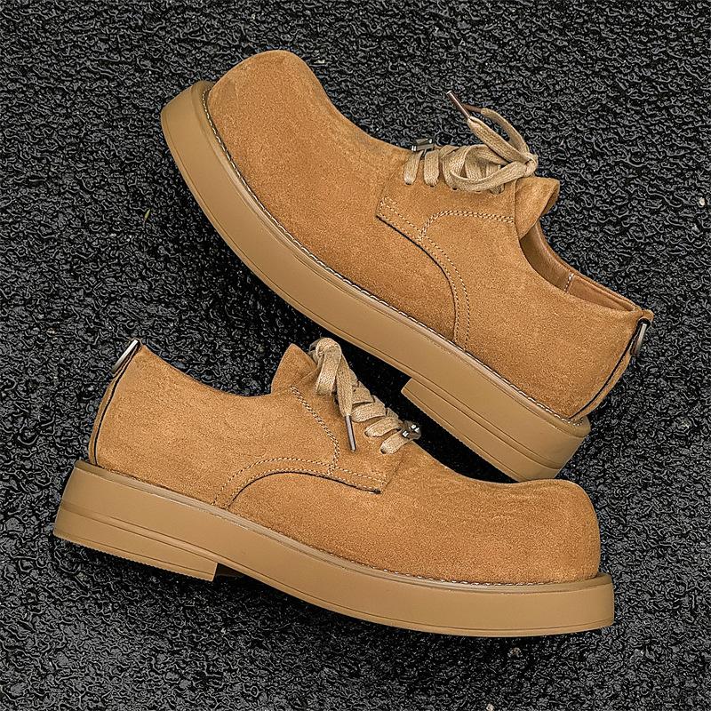 Height-increasing Derby Shoes Men's Casual Tooling Shoes Retro Big Head Leather shoes-X