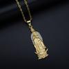 Religious Virgin Mary Pendant Amulet Necklace Stainless Steel Christian Jewelry Rhinestone Prayer for Women Collar