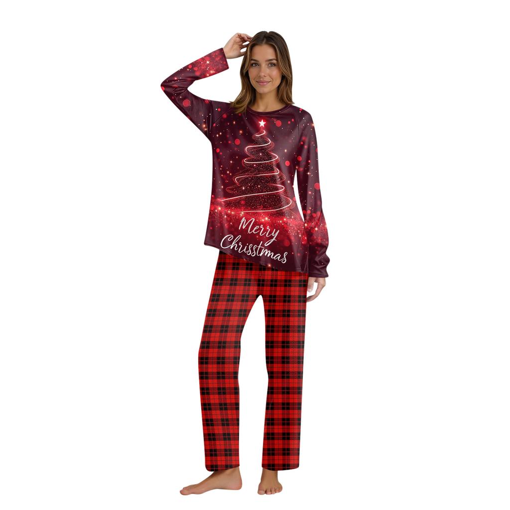 Christmas Prints Family Matching Long Sleeve Tops+Pants Set Family Matching Sets
