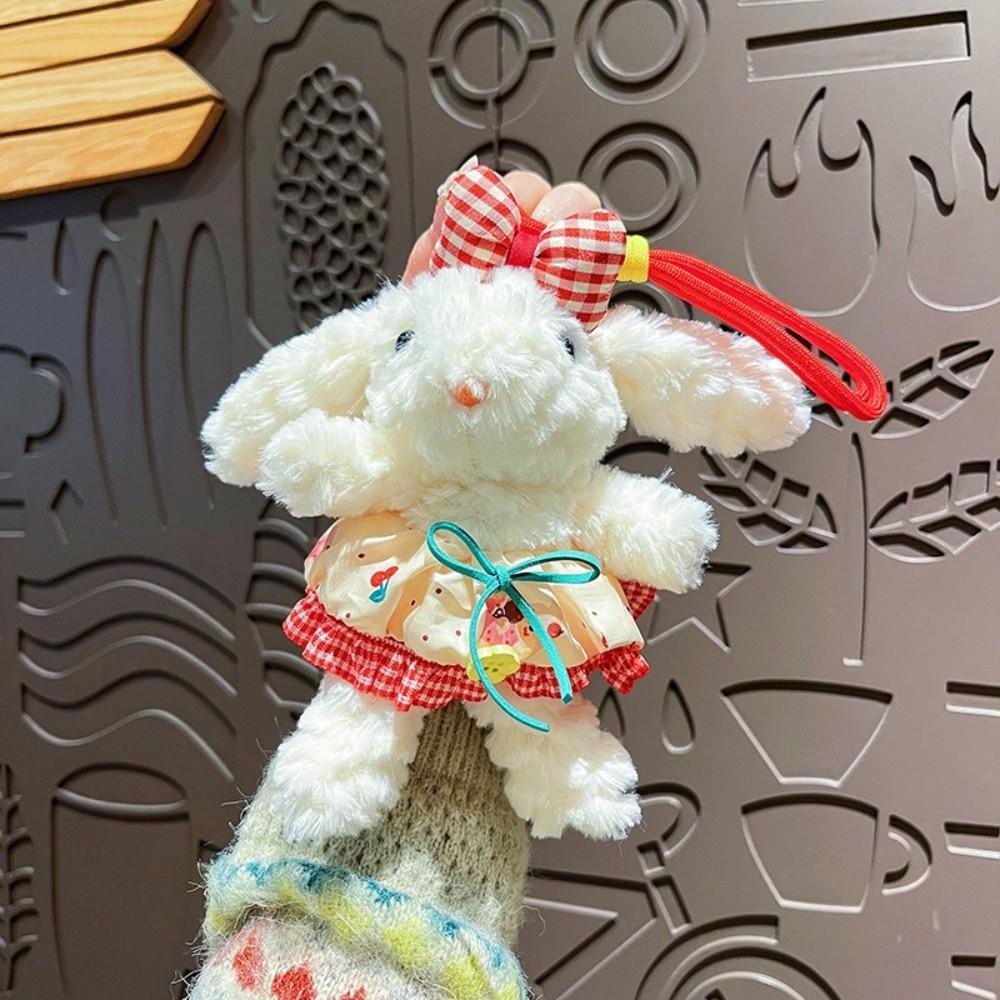 Cute Cartoon Plush Doll Pendant Fluffy Animal Dressing Rabbit Keychain Soft Plush Toy Stuffed Plush Rope Buckle Doll Accessories