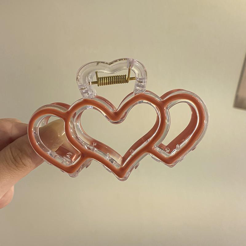 Acrylic Love Hair Claw Clip for Girls Korean Colorful Transparent Head Shark Hairpin Women Hair Accessories Crab Clip