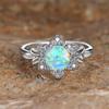 Palladium White K Round White Aobao Flower Leaf Edge Ring