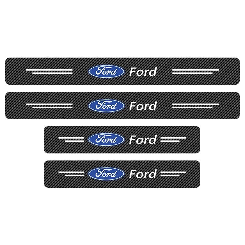4pcs Car Door Sill Scuff Protective Stickers Carbon Fiber Auto Styling Decals For Ford Focus 2 3 MK4 Mondeo Fiesta Ecosport Kuga