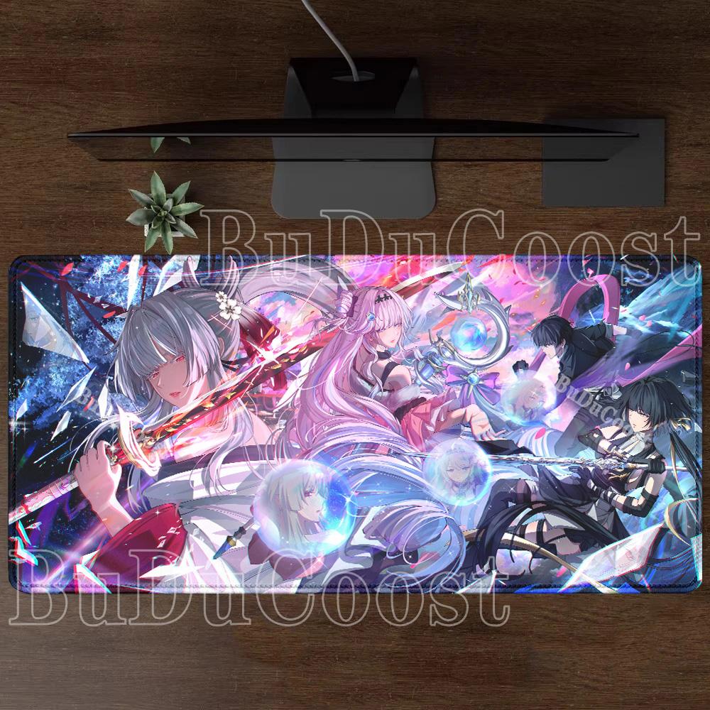 Gaming Wuthering Waves Hiyuki Mousepad Gaming Office Keyboard XXL Mouse Pad Anime Sexy Girl Rubber HD Printing Overlock Desk Mat