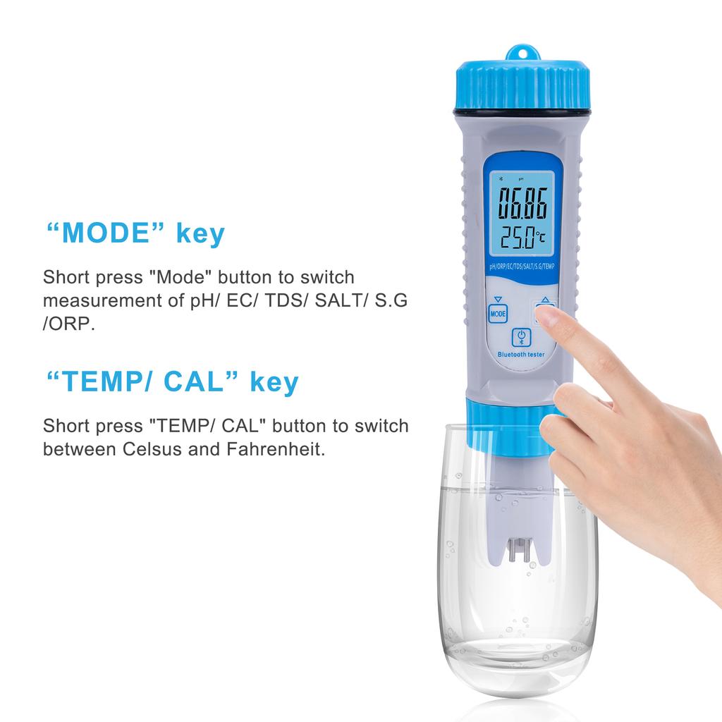 Water Quality Tester PH Tester Water Digital 7 In 1 PHORPECTDSSALTS.GTEMP Digital Water