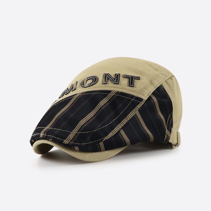 New-style Patchwork Striped Baseball Cap, Men's Casual Sun Hat, Flat Cap, Beret
