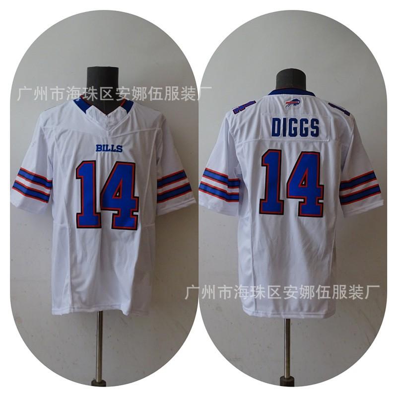 Mens Rugby Jersey T-Shirt With Embroidered Team Player Numbers 14 DIGGS 17 ALLEN Buffalo Bills Fans