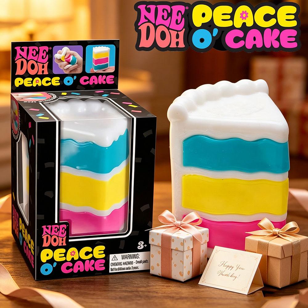 Needoh Peace O' Cake Jucărie Squishy Nee Doh Prăjitură Curcubeu Jucărie Senzorială Anti-Stres Fidget