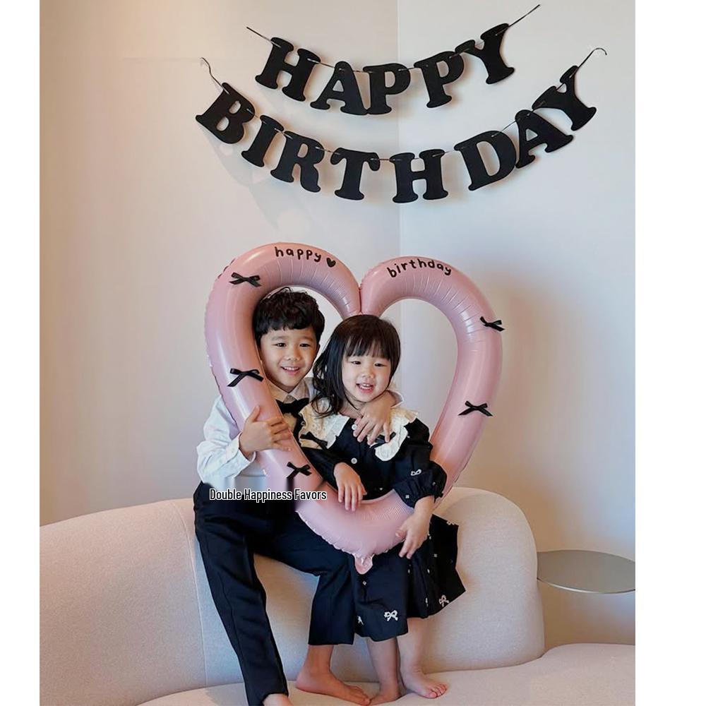 Pink Heart Cutout Balloon Photo Frame for First Birthday & Milestone Celebrations