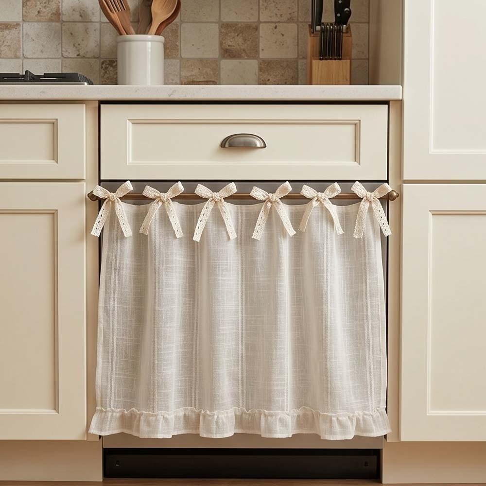 Handmade Kitchen Stove Cover Skirt Bow Tie Stove Decor Valance Cabinet Window