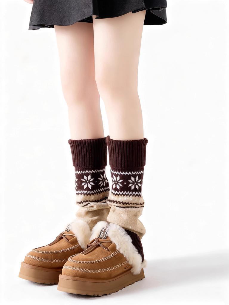 New Retro Socks Cover Autumn And Winter Atmosphere Thickened, Warm And Comfortable Calf Cover With Snow Boots Stacking Socks