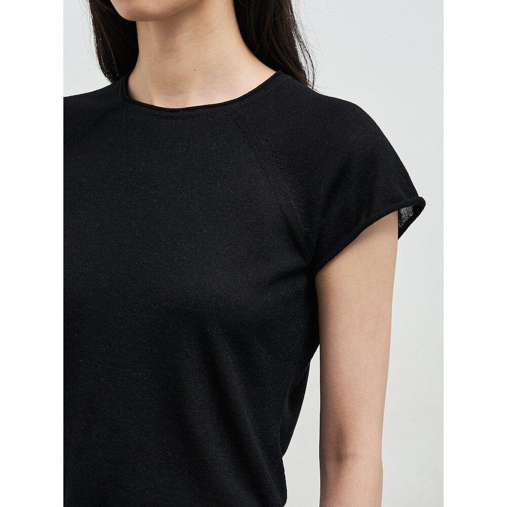 Anggae Basic Fine Knit T-Shirt Black