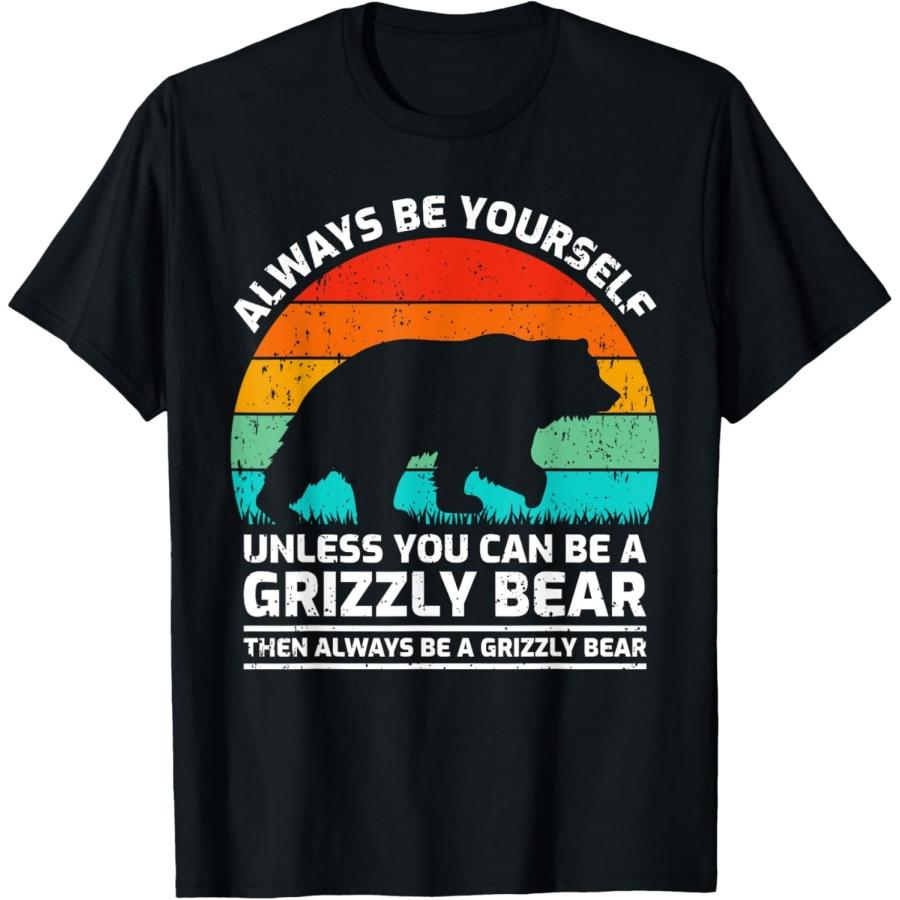 Vintage Grizzly Bear Animal Lover Retro Cute Grizzly Bear T-Shirt XXXXXL чёрный