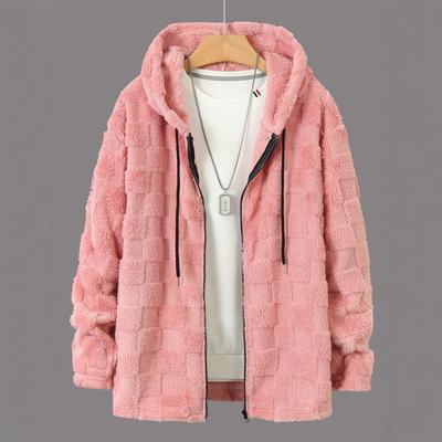 Winter Men's Thickened Padded Hooded Sweatshirt Trend of Casual Tops Couples Zip Jacket Moisture Warmth Heat Comfortable Skin-friendly Breathable Tops