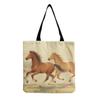 Damen Vintage Leinen-Tragetasche - Große Kapazität Pferdedruck Schulter-Handtasche für Freizeit & Lebensmitteleinkauf KTB