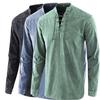 Men's Spring Solid Color Retro Durable Stand Up Collar Shirt, Youth Long Sleeved Casual Pullover Top