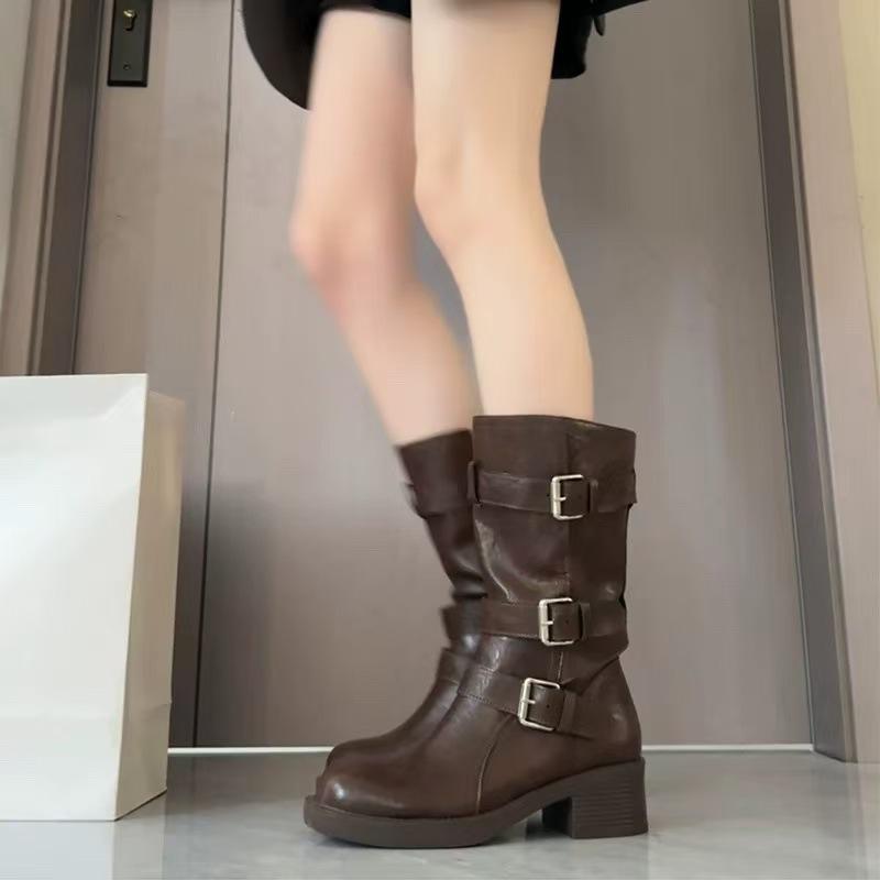 

Pants Pleated Pile Boots Women s 2025 New Autumn and Winter Medium Tube Knight Boots Black Boots Merard Long Tube 40