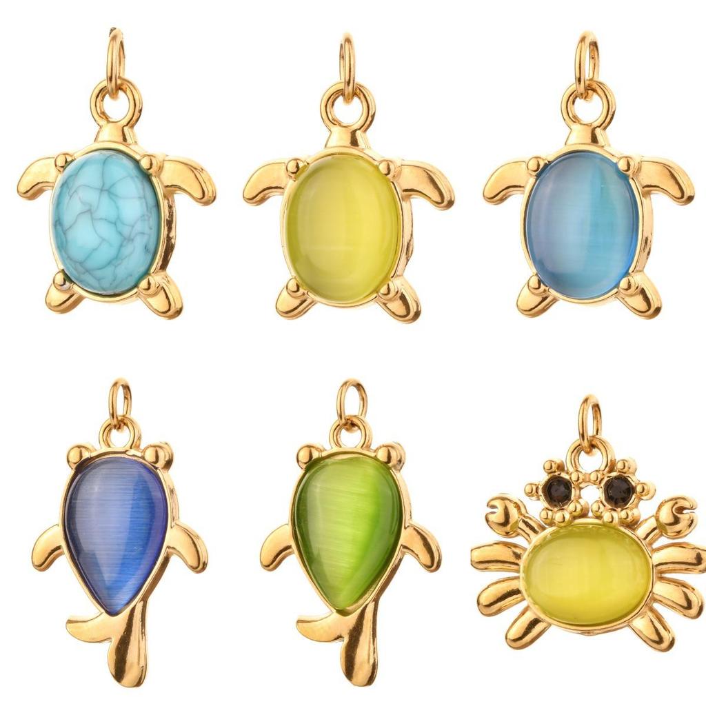 European Stainless Steel Turtle Crab Fish Necklace Keychain Pendant Charm