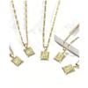 Initial Necklace Square Letter Pendant Necklace Capital Monogram Necklace Alhpabets From A-Z Figaro Chain Necklace
