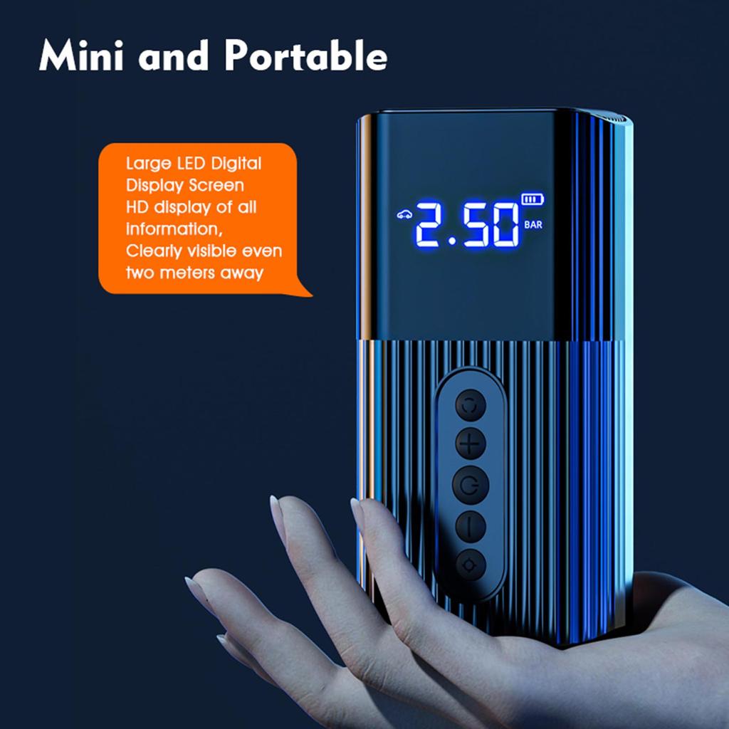 80W 12V Electric Car Air Pump 150PSI Rechargeable 6000mAh Tire Iator Moto Wireless Portable USB Compressor With LCD Display
