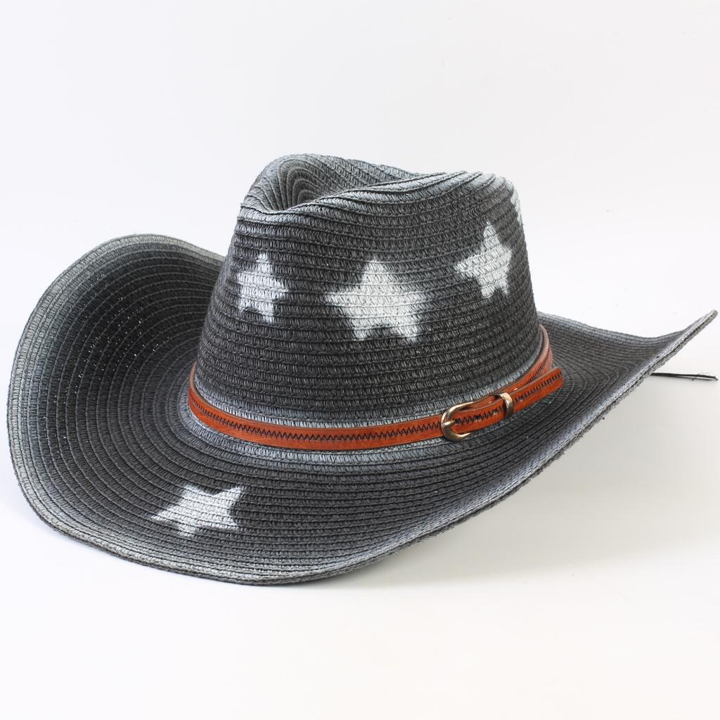 Popular Western Cowboy Straw Hat Men's and Women's Fashion Shade Straw Hat Classic Outdoor Western Cowboy Hat