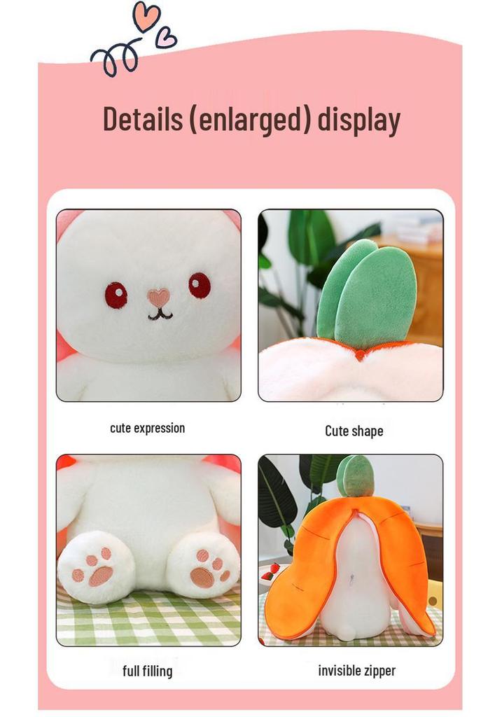 Strawberry Bunny Plush: Cute Radish-Inspired Companion with Big Ears